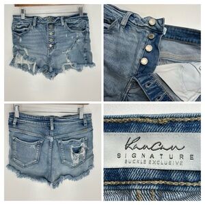 KanCan Signature Distressed Cut‎ Off Denim Jean Shorts Size 28 Button Fly 28x2